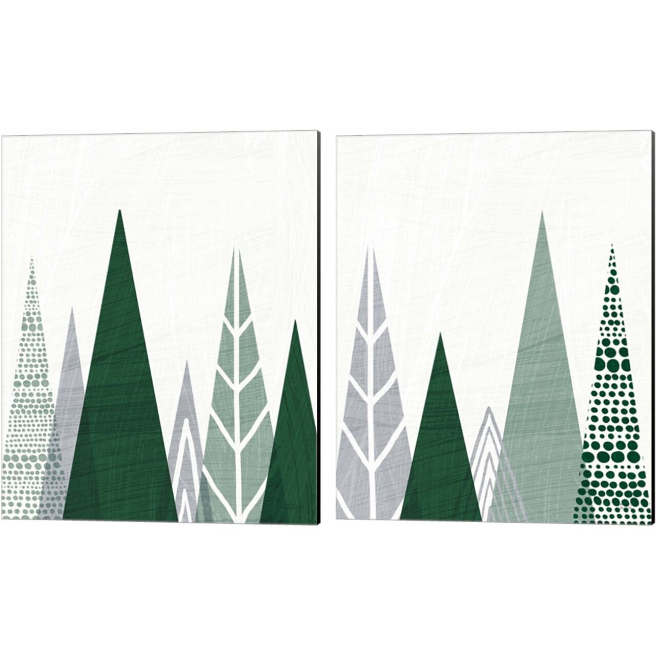 Geometric Forest Green Gray by Michael Mullan 12" x 15" Canvas Wall Art (Set of 2)